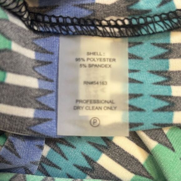 Calvin Klein Women's Blue and Green Patterned Top - Picture 6 of 8